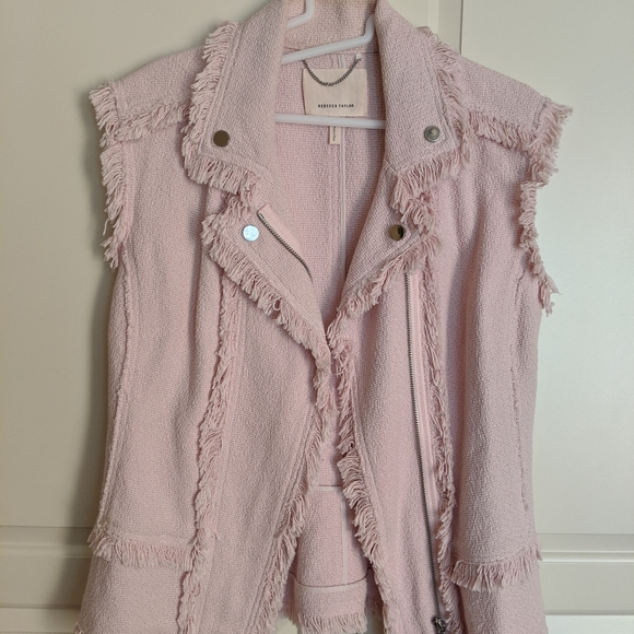 Rebecca Taylor Sheer Pink Tweed Vest size 2 - Picture 4 of 7